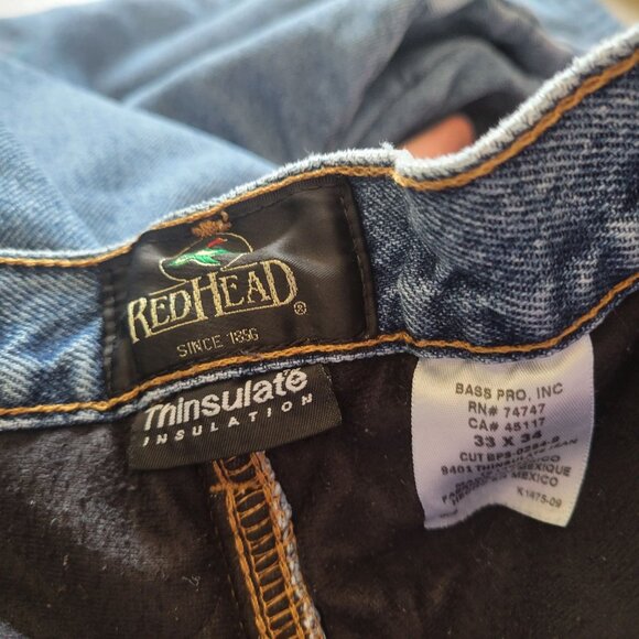 RedHead Men's Insulated Denim Jeans Size 33x34 Blue - Picture 3 of 4